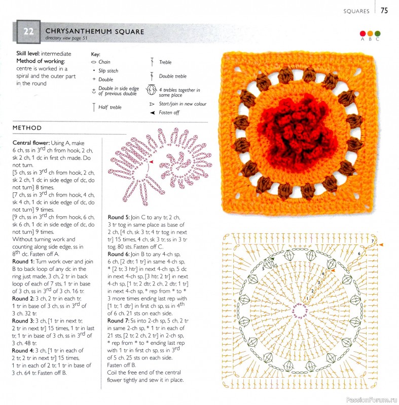 Вязаные проекты в книге &laquo;75 Crocheted Floral Blocks&raquo;. Часть 1