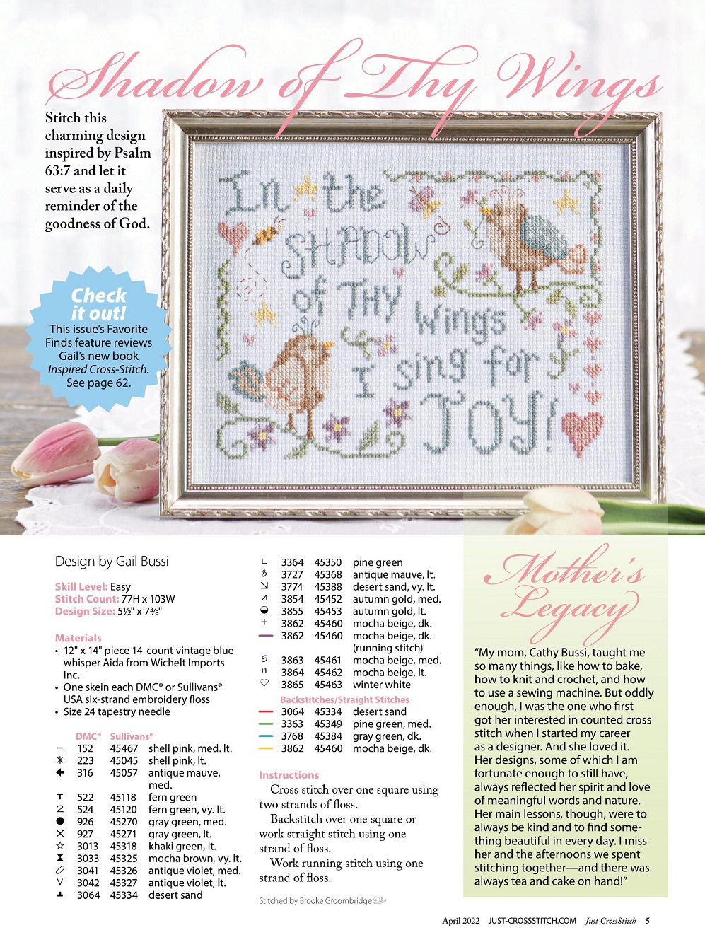 Вышивка крестом в журнале «Just CrossStitch - April 2022»