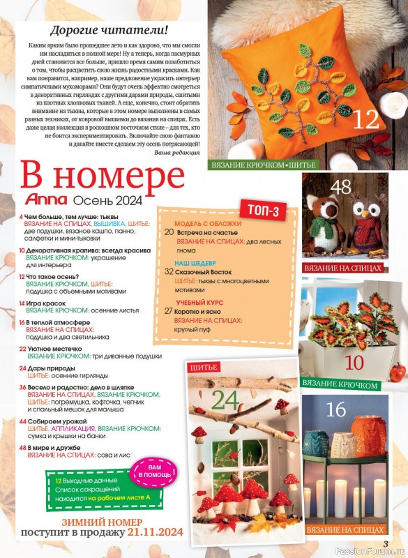 Коллекция проектов для рукодельниц в журнале «Anna №3 2024 Осень»