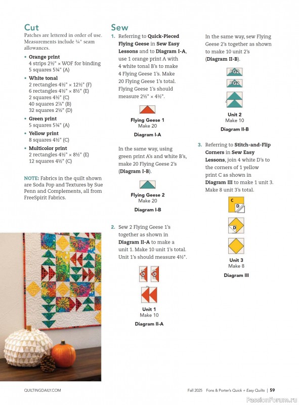 Коллекция проектов для рукодельниц в журнале «Quick+Easy Quilts - Fall 2025»