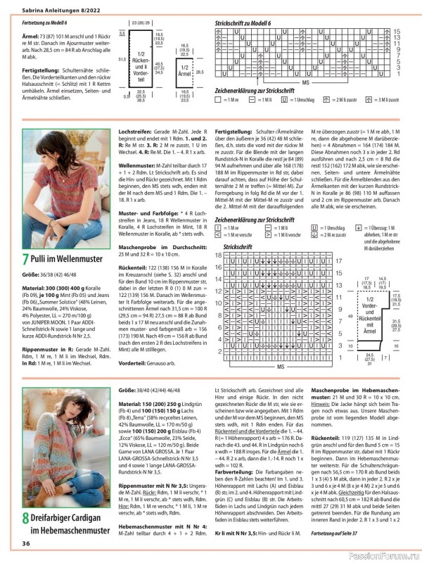 Вязаные модели в журнале «Sabrina №8 2022»