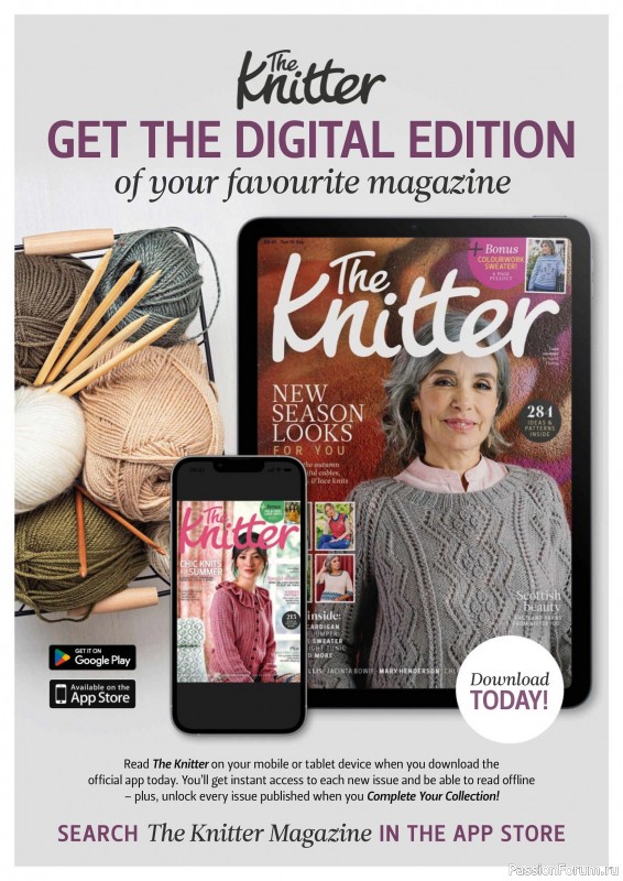 Вязаные проекты спицами в журнале «The Knitter №220 2025»