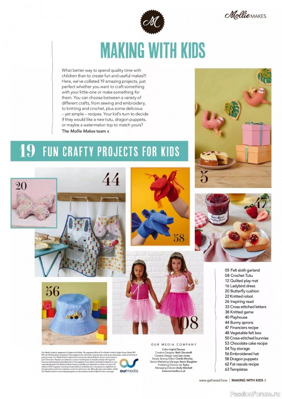 Коллекция проектов для рукодельниц в журнале «Mollie Makes – Making with Kids 2025»