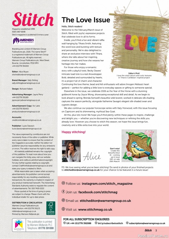 Коллекция проектов для рукодельниц в журнале &laquo;Stitch Magazine №159 2026&raquo;