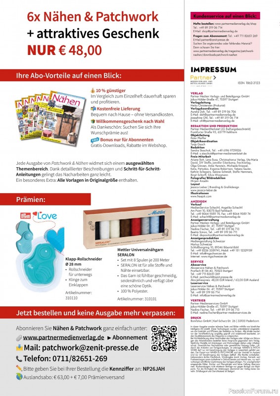 Коллекция проектов для рукодельниц в журнале &laquo;Patchwork & Nahen №3 2026&raquo;