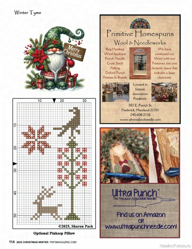 Коллекция вышивки в журнале «Punch Needle & Primitive Stitcher - Winter 2025»