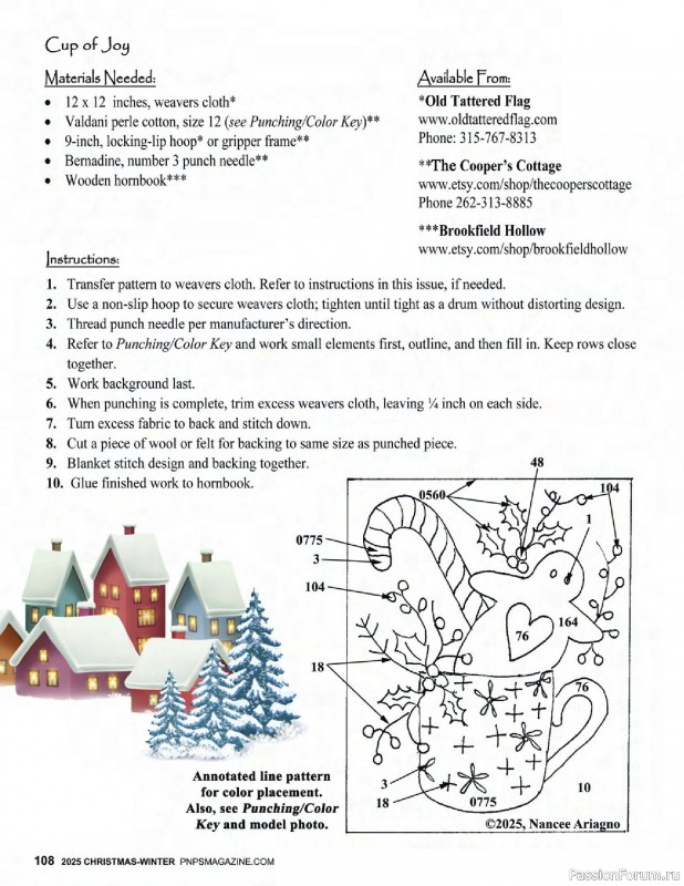 Коллекция вышивки в журнале «Punch Needle & Primitive Stitcher - Winter 2025»