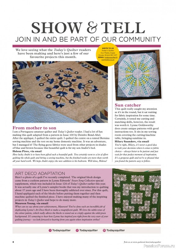 Коллекция проектов для рукодельниц в журнале «Todays Quilter №132 2025»