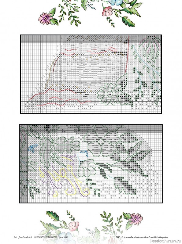Коллекция вышивки в журнале «Just CrossStitch - June 2023»