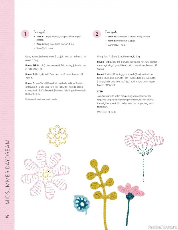 Bязаные проекты в журнале «100 crochet: flowers, plants and petals»