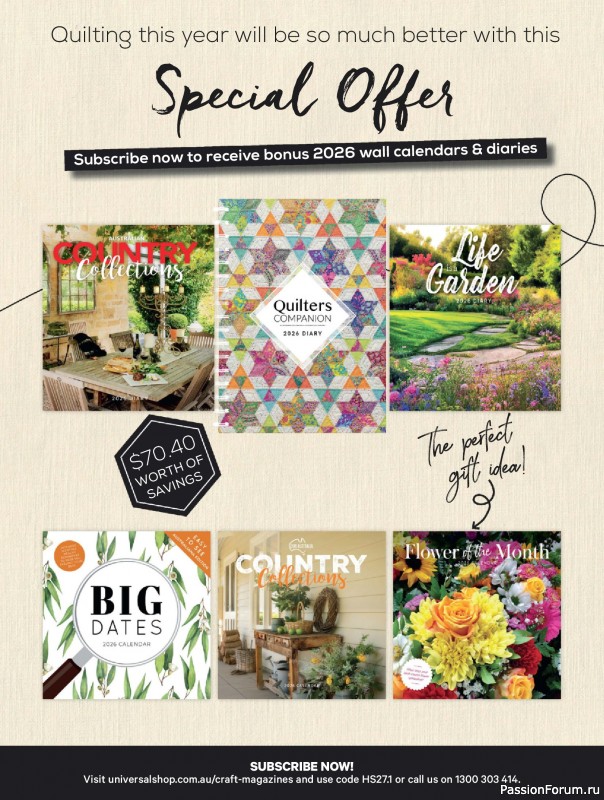 Коллекция проектов для рукодельниц в журнале &laquo;Australian Homespun - February-March 2026&raquo;