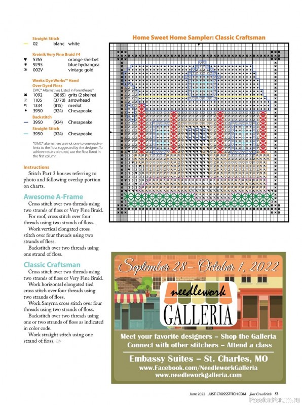 Коллекция вышивки в журнале «Just CrossStitch - June 2022»