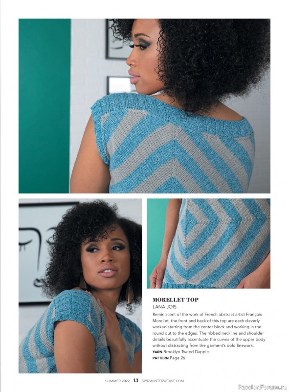 Вязаные модели спицами в журнале «Interweave Knits - Summer 2022»