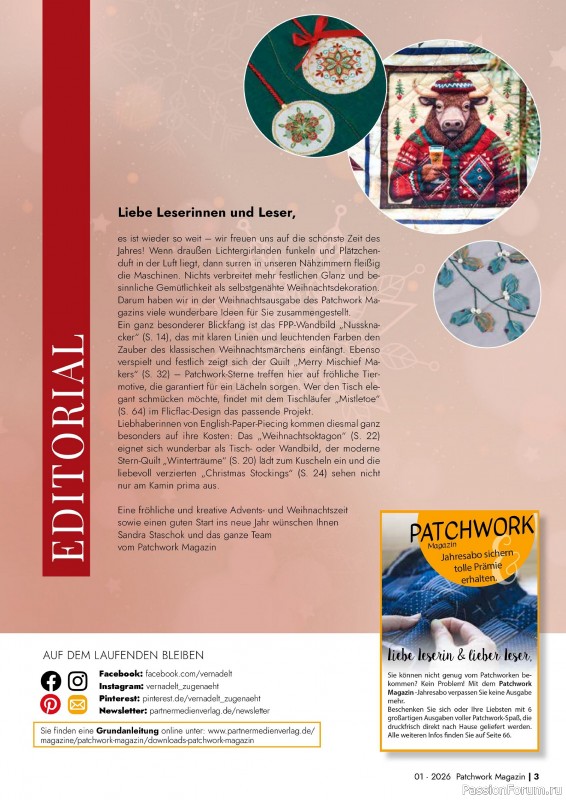 Коллекция проектов для рукодельниц в журнале «Patchwork das Magazin №1 2026»
