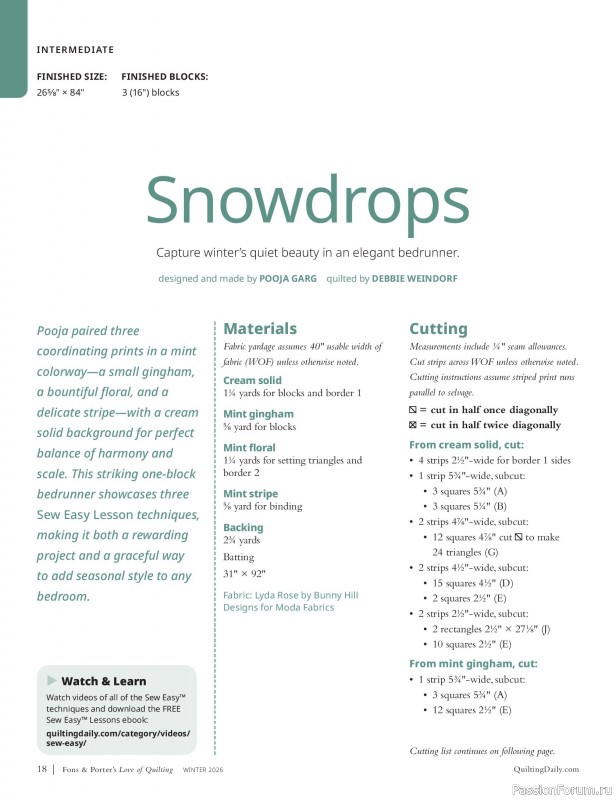 Коллекция проектов для рукодельниц в журнале «Fons & Porter's Love of Quilting - Winter 2026»