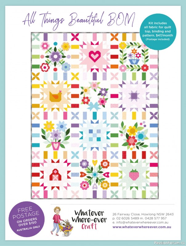 Коллекция проектов для рукодельниц в журнале «Australian Homespun №228 2025»