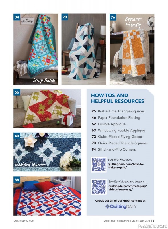 Коллекция проектов для рукодельниц в журнале &laquo;Quick+Easy Quilts - Winter 2026&raquo;