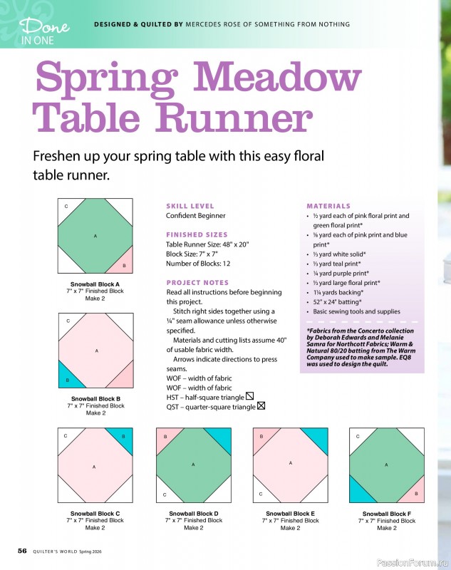Коллекция проектов для рукодельниц в журнале «Quilter's World - Spring 2026»