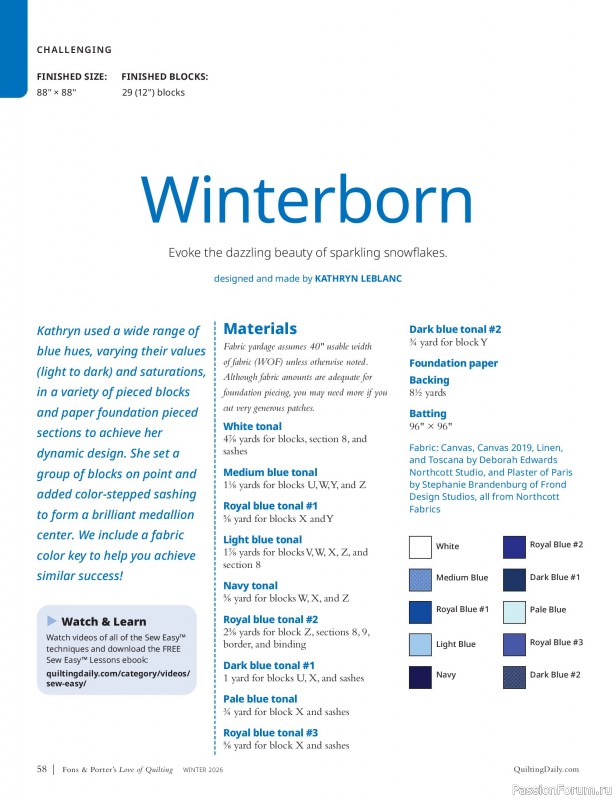 Коллекция проектов для рукодельниц в журнале «Fons & Porter's Love of Quilting - Winter 2026»