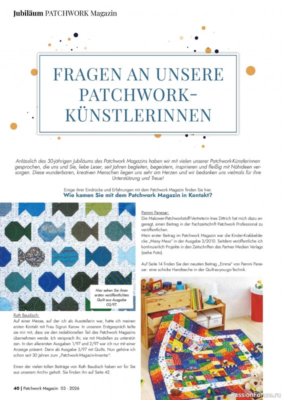 Коллекция проектов для рукодельниц в журнале &laquo;Patchwork das Magazin №3 2026&raquo;