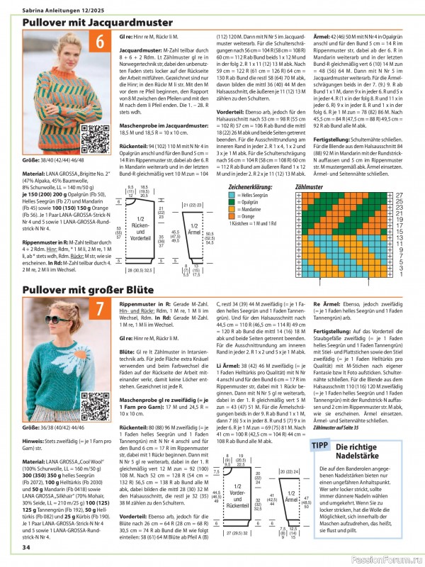 Вязаные модели в журнале «Sabrina №12 2025 German»