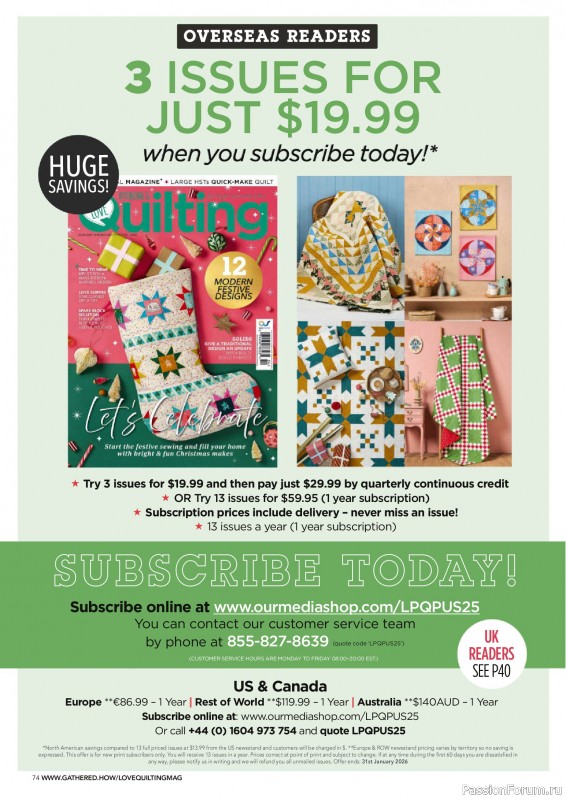 Коллекция проектов для рукодельниц в журнале «Love Patchwork & Quilting №156 2025»