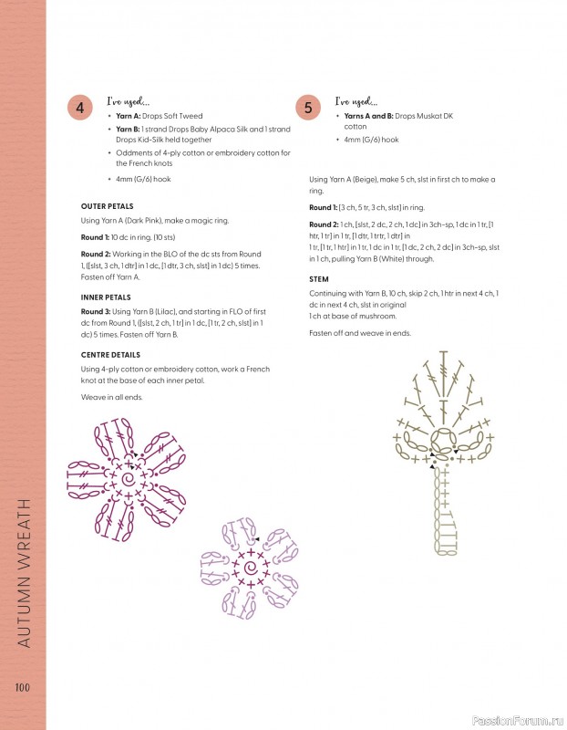 Bязаные проекты в журнале «100 crochet: flowers, plants and petals»