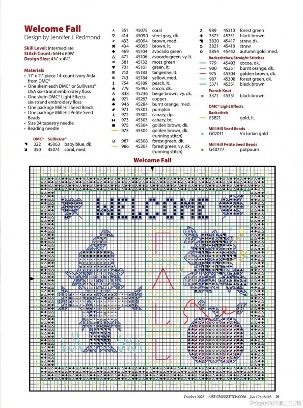 Коллекция вышивки в журнале «Just CrossStitch - October 2023»