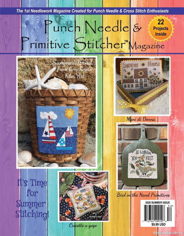 Коллекция вышивки в журнале &laquo;Punch Needle &amp; Primitive Stitcher - Summer 2025&raquo;
