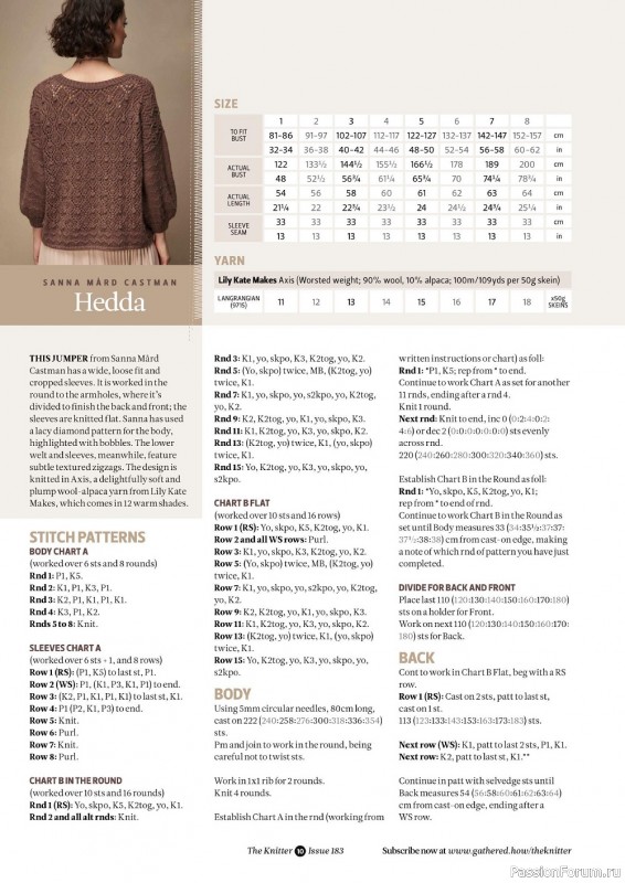Вязаные модели спицами в журнале «The Knitter №183 2022»