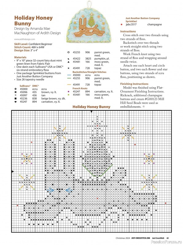 Коллекция вышивки в журнале «Just Cross Stitch - Christmas 2024»