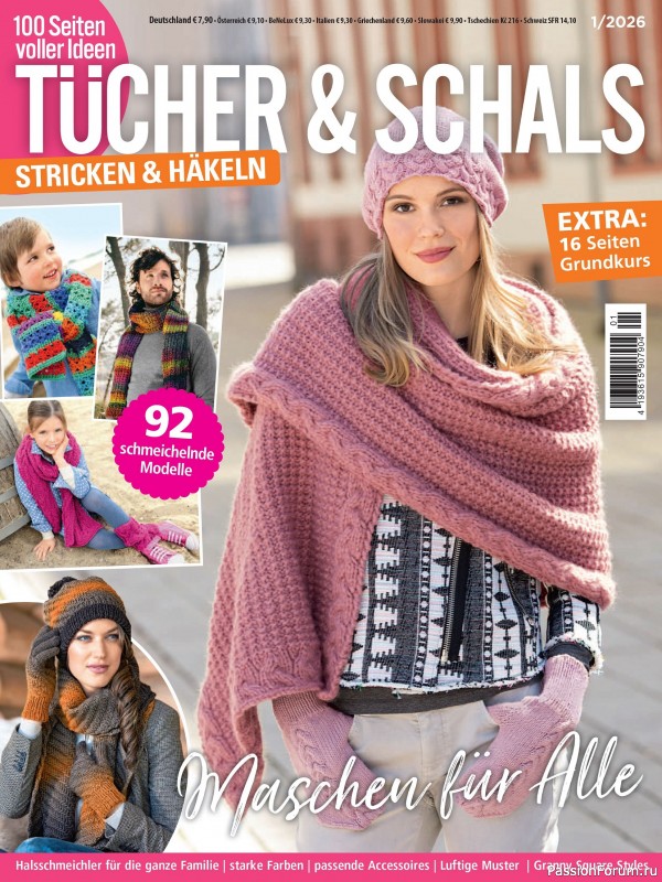 Вязаные модели в журнале &laquo;Hundert Seiten voller Ideen №1 2026 - Tucher & Schals&raquo;
