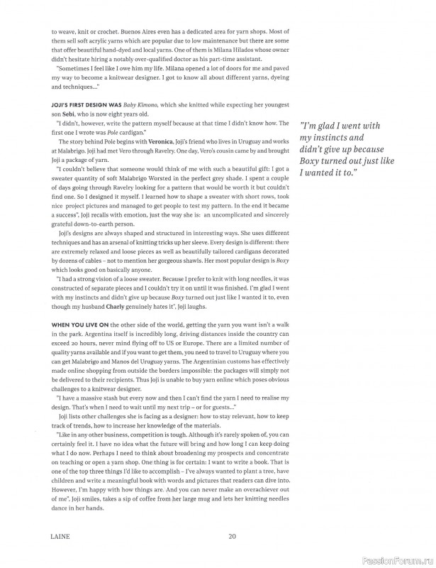 Вязаные проекты в журнале &laquo;Laine Magazine №1 2016 Autumn/Winter&raquo;.