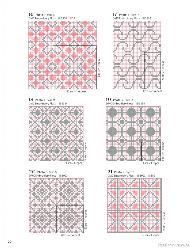 Вязаные проекты в книге &laquo;200 Japanese Cross Stitch Designs&raquo;.