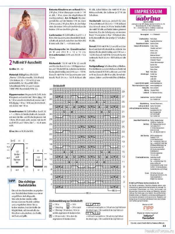 Коллекция вязаной одежды в журнале «Sabrina №3 2022 Germany»