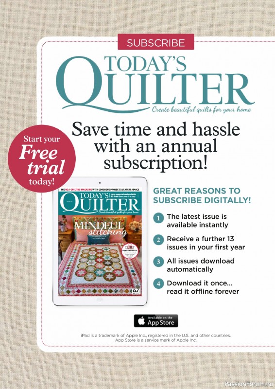 Коллекция проектов для рукодельниц в журнале «Todays Quilter №125 2025»