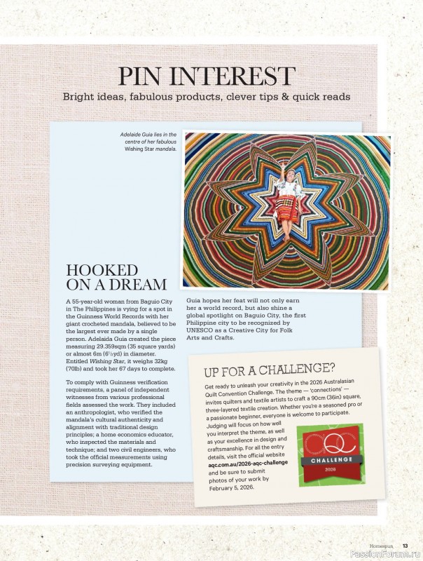 Коллекция проектов для рукодельниц в журнале «Australian Homespun №228 2025»