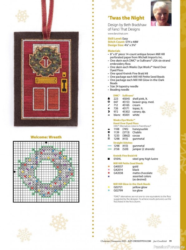 Коллекция вышивки в журнале «Just CrossStitch - Christmas Ornaments 2023»