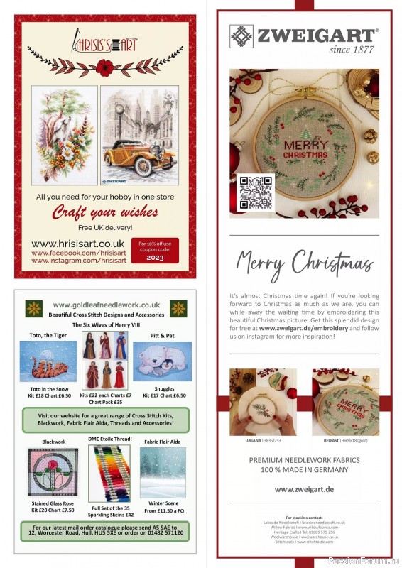 Коллекция вышивки в журнале «The World of Cross Stitching - Special 2023»