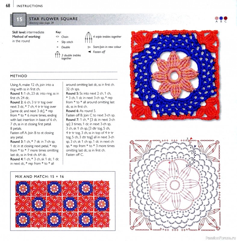 Вязаные проекты в книге &laquo;75 Crocheted Floral Blocks&raquo;. Часть 1