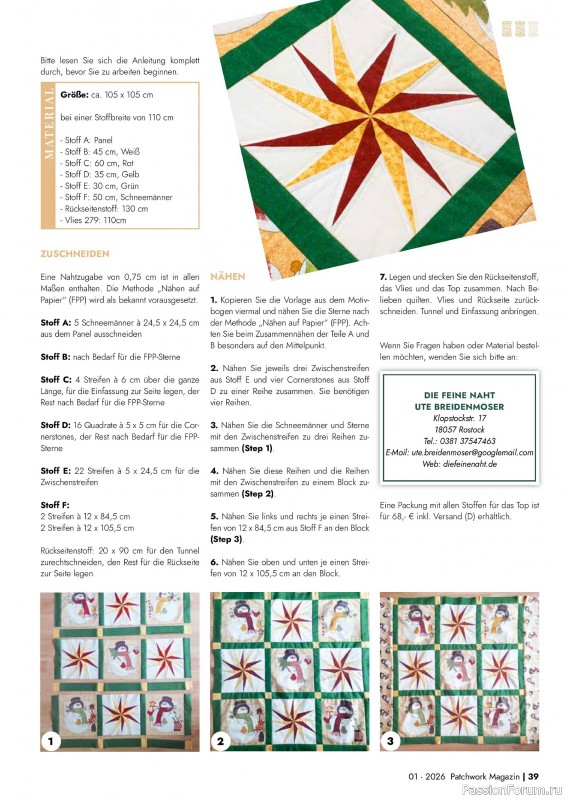 Коллекция проектов для рукодельниц в журнале «Patchwork das Magazin №1 2026»