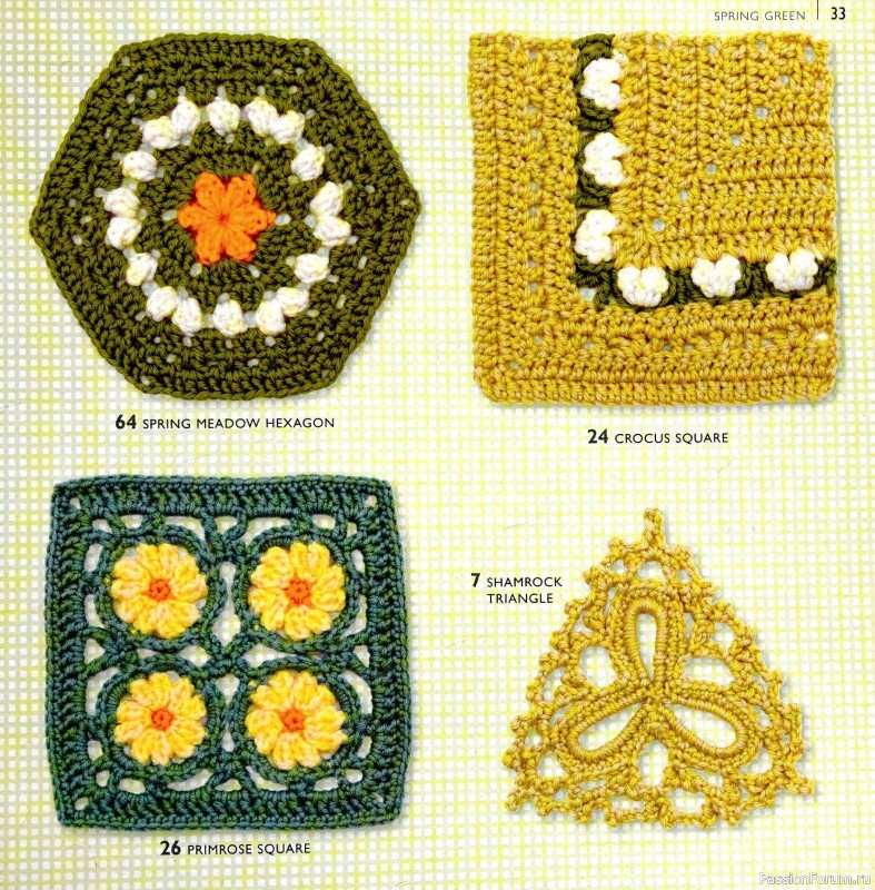 Вязаные проекты в книге &laquo;75 Crocheted Floral Blocks&raquo;. Часть 1