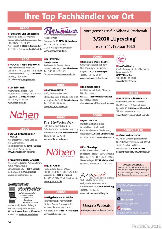 Коллекция проектов для рукодельниц в журнале «Patchwork & Nähen №2 2026»