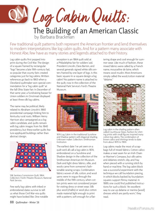 Коллекция проектов для рукодельниц в журнале «Quiltmaker - Winter 2026»