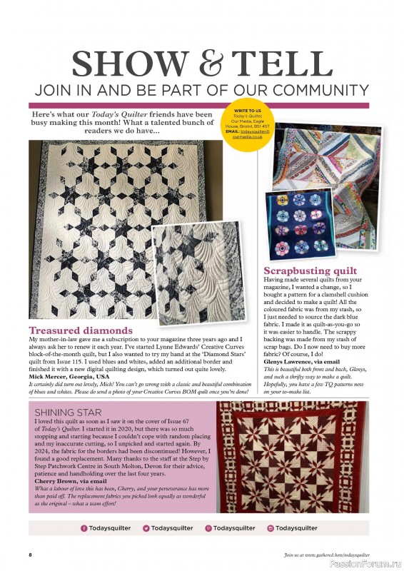 Коллекция проектов для рукодельниц в журнале «Todays Quilter №122 2024»