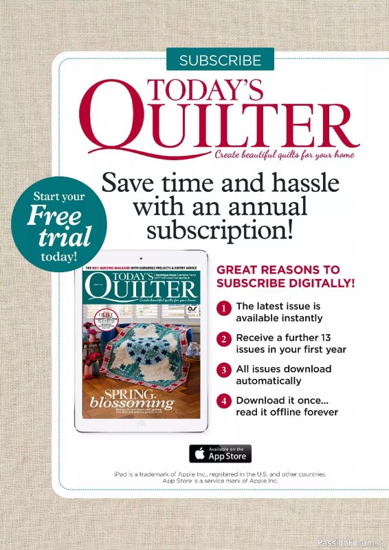 Коллекция проектов для рукодельниц в журнале «Todays Quilter №126 2025»