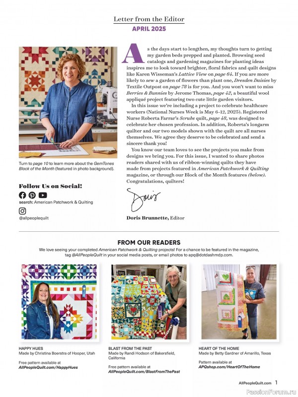 Коллекция проектов для рукодельниц в журнале «American Patchwork & Quilting №193 2025»