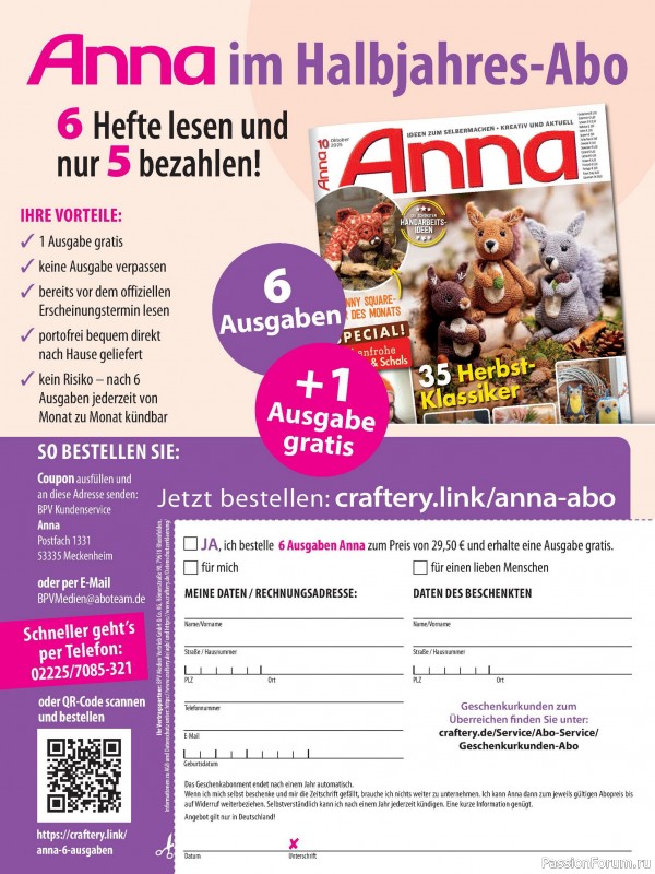 Коллекция проектов для рукодельниц в журнале «Anna №10 2025»