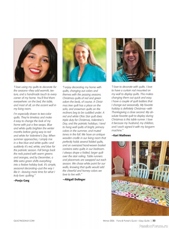 Коллекция проектов для рукодельниц в журнале &laquo;Quick+Easy Quilts - Winter 2026&raquo;