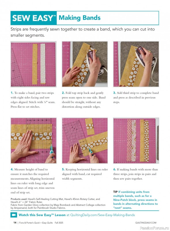 Коллекция проектов для рукодельниц в журнале «Quick+Easy Quilts - Fall 2025»